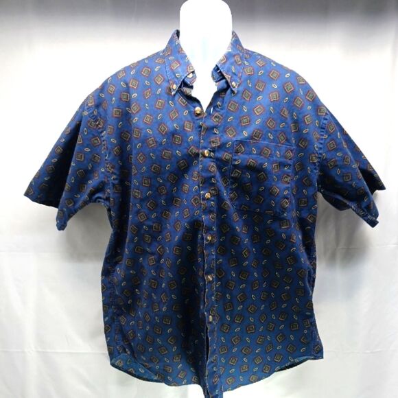 Vessels Graphic Casual Button Down Shirt Made in USA 100%Cotton Men's L. Vntg... - Picture 1 of 10